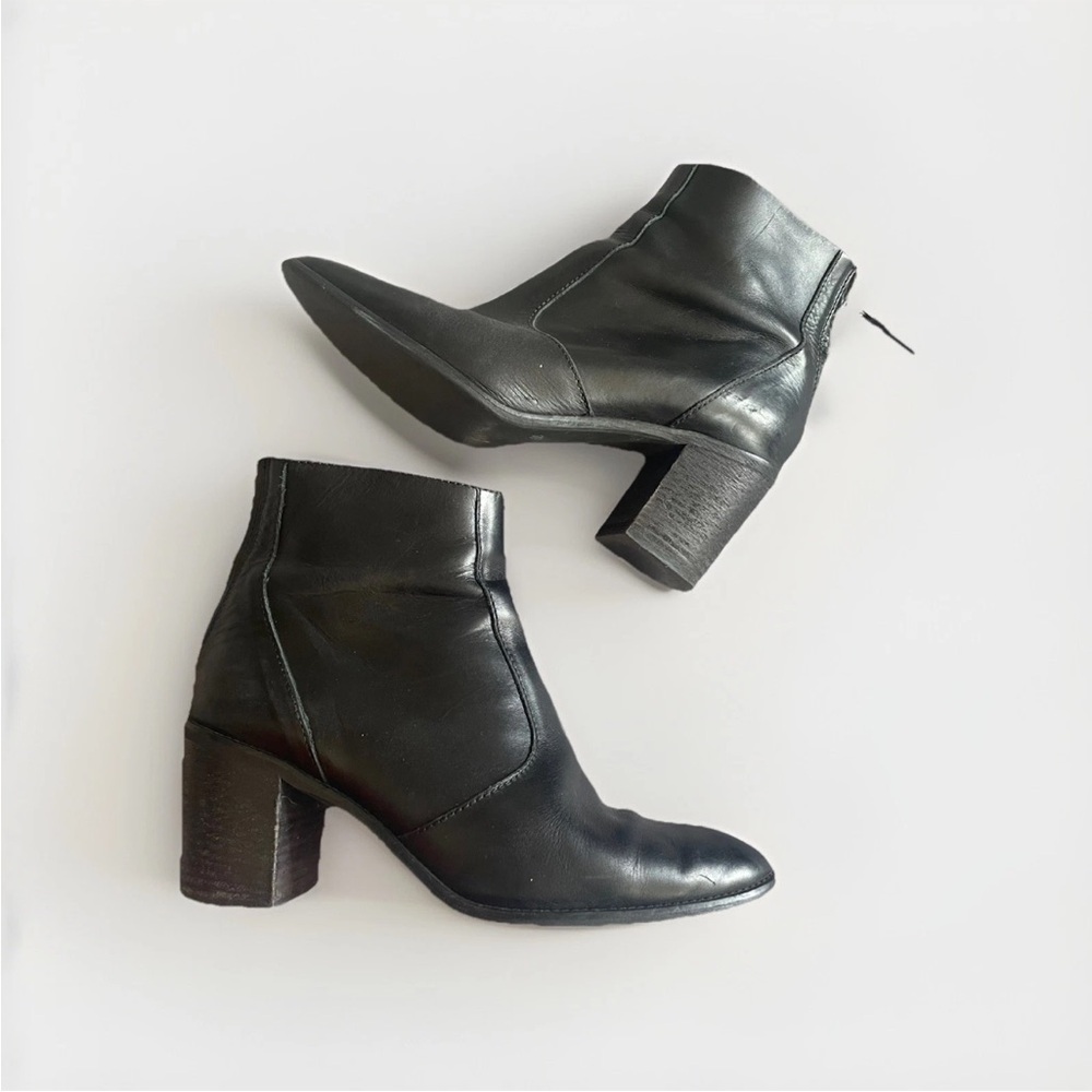 MADEWELL Womens Size 9 M Black Leather The Ames Boots Zip Ankle Fashion Booties